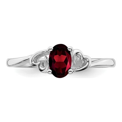 Sterling Silver Garnet Heart Ring – view 6