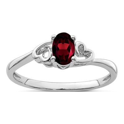 Sterling Silver Garnet Heart Ring