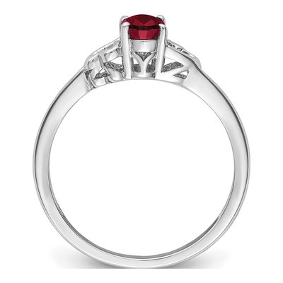 Sterling Silver Lab-Created Ruby Heart Ring – view 3