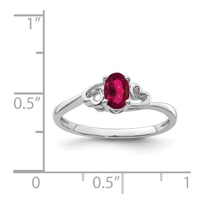 Sterling Silver Lab-Created Ruby Heart Ring – view 4