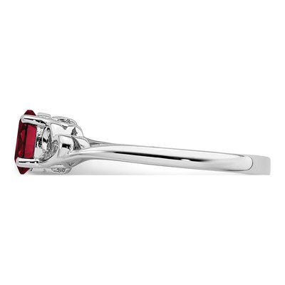 Sterling Silver Lab-Created Ruby Heart Ring – view 5