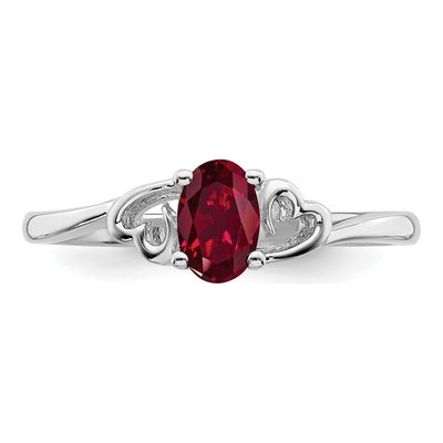 Sterling Silver Lab-Created Ruby Heart Ring – view 6