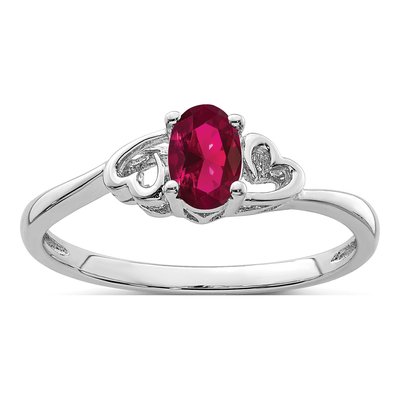 Sterling Silver Lab-Created Ruby Heart Ring