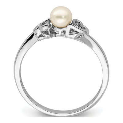 Sterling Silver Freshwater Cultured Pearl Heart Ring – view 2