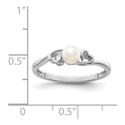 Sterling Silver Freshwater Cultured Pearl Heart Ring – view 3