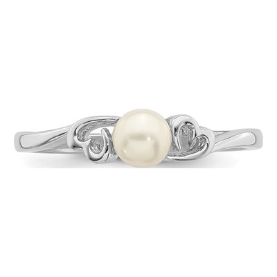 Sterling Silver Freshwater Cultured Pearl Heart Ring – view 5