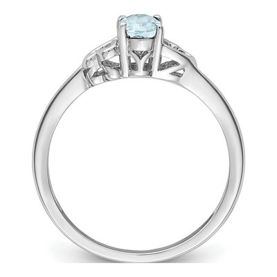 Sterling Silver Aquamarine Heart Ring – view 3