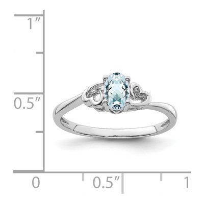 Sterling Silver Aquamarine Heart Ring – view 4