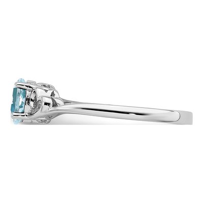 Sterling Silver Aquamarine Heart Ring – view 5
