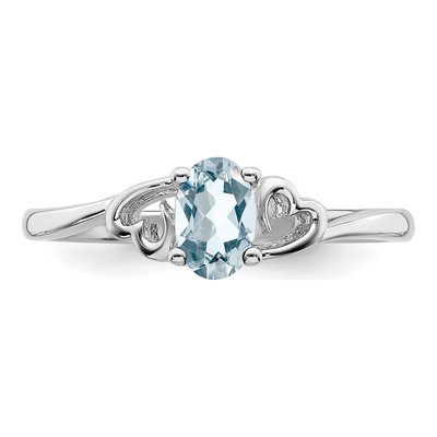 Sterling Silver Aquamarine Heart Ring – view 6