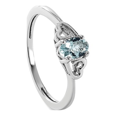 Sterling Silver Aquamarine Heart Ring – view 8