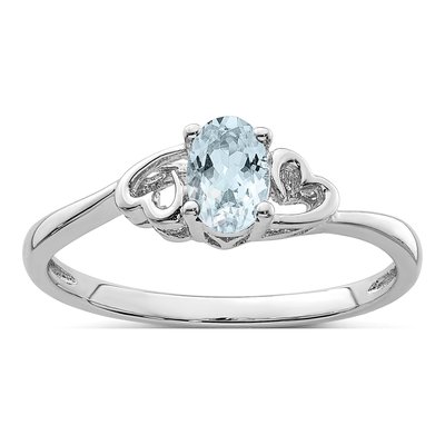 Sterling Silver Aquamarine Heart Ring