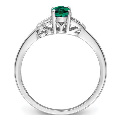 Sterling Silver Lab-Created Emerald Heart Ring – view 3