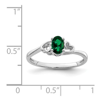 Sterling Silver Lab-Created Emerald Heart Ring – view 4