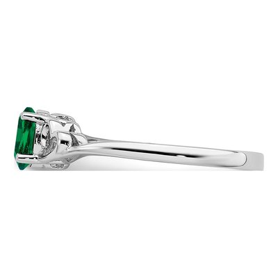 Sterling Silver Lab-Created Emerald Heart Ring – view 5