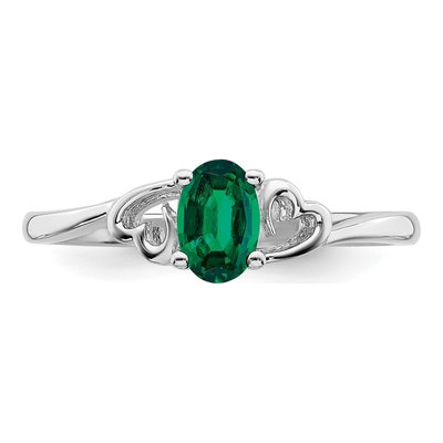 Sterling Silver Lab-Created Emerald Heart Ring – view 6