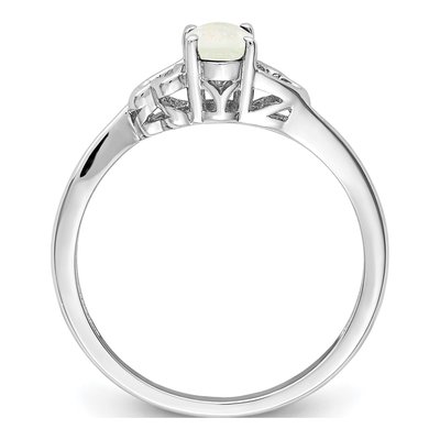 Sterling Silver Lab-Created Opal Heart Ring – view 3