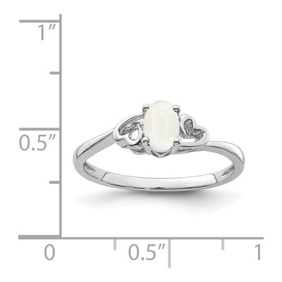 Sterling Silver Lab-Created Opal Heart Ring – view 4
