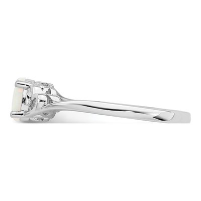 Sterling Silver Lab-Created Opal Heart Ring – view 5