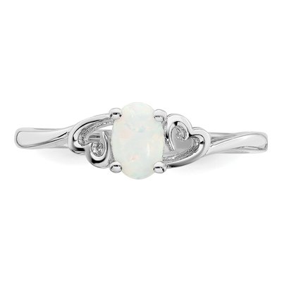 Sterling Silver Lab-Created Opal Heart Ring – view 6