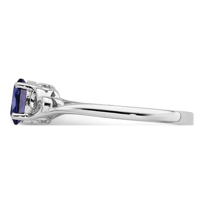 Sterling Silver Lab-Created Sapphire Heart Ring – view 5