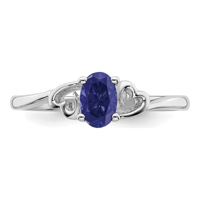 Sterling Silver Lab-Created Sapphire Heart Ring – view 6