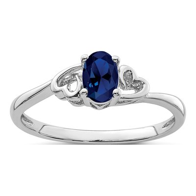 Sterling Silver Lab-Created Sapphire Heart Ring