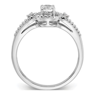 Sterling Silver White Topaz & Diamond Ring – view 2