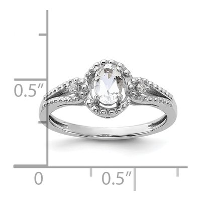 Sterling Silver White Topaz & Diamond Ring – view 4