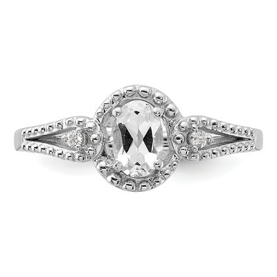 Sterling Silver White Topaz & Diamond Ring – view 5