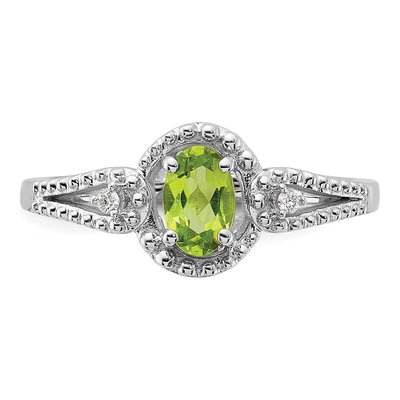 Sterling Silver Peridot & Diamond Ring – view 6