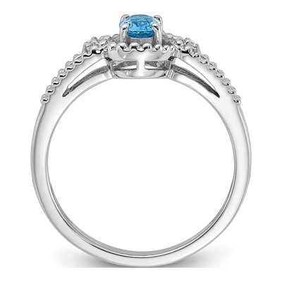 Sterling Silver Swiss Blue Topaz & Diamond Ring – view 3