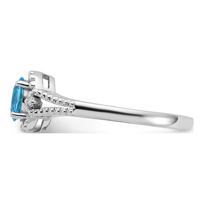 Sterling Silver Swiss Blue Topaz & Diamond Ring – view 4