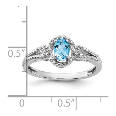 Sterling Silver Swiss Blue Topaz & Diamond Ring – view 5