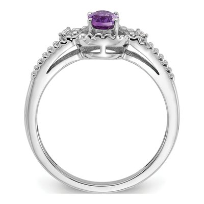 Sterling Silver Amethyst & Diamond Ring – view 3