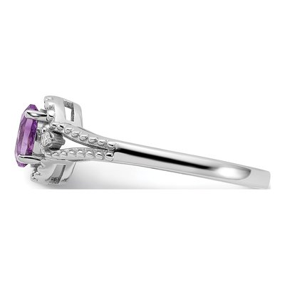 Sterling Silver Amethyst & Diamond Ring – view 4