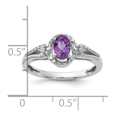 Sterling Silver Amethyst & Diamond Ring – view 5