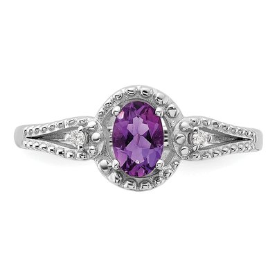 Sterling Silver Amethyst & Diamond Ring – view 6