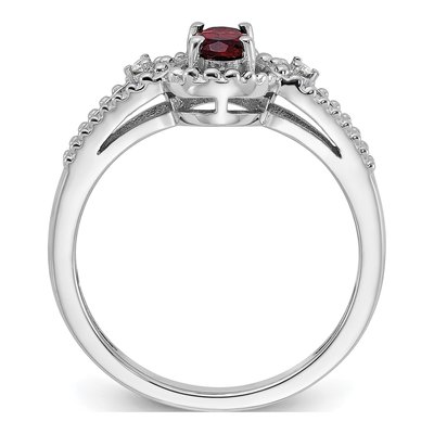 Sterling Silver Garnet & Diamond Ring – view 3