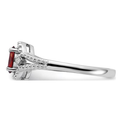 Sterling Silver Garnet & Diamond Ring – view 4