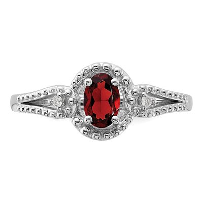 Sterling Silver Garnet & Diamond Ring – view 6