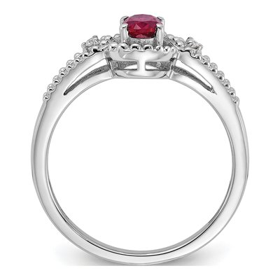 Sterling Silver Lab-Created Ruby & Diamond Ring – view 3