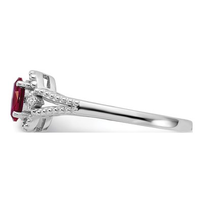 Sterling Silver Lab-Created Ruby & Diamond Ring – view 4