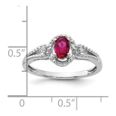 Sterling Silver Lab-Created Ruby & Diamond Ring – view 5