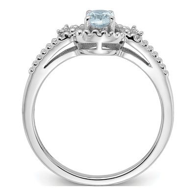 Sterling Silver Aquamarine & Diamond Ring – view 3