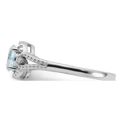 Sterling Silver Aquamarine & Diamond Ring – view 4