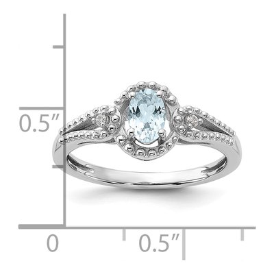Sterling Silver Aquamarine & Diamond Ring – view 5