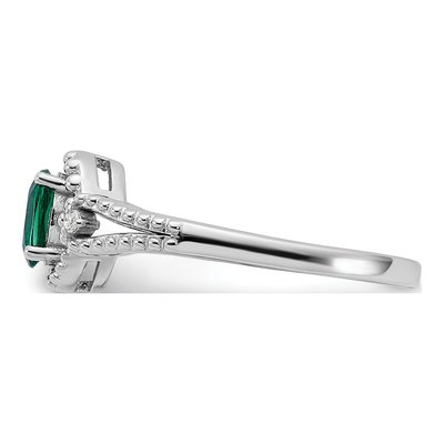 Sterling Silver Lab-Created Emerald & Diamond Ring – view 4