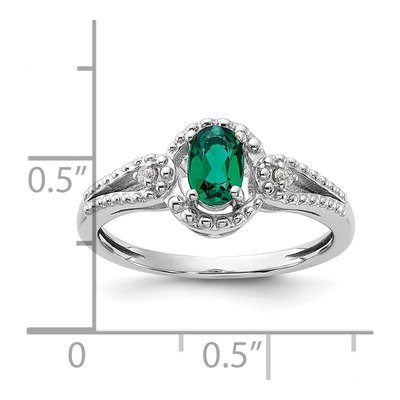Sterling Silver Lab-Created Emerald & Diamond Ring – view 5