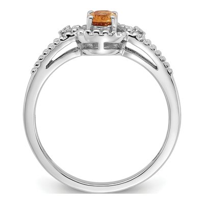 Sterling Silver Citrine & Diamond Ring – view 3